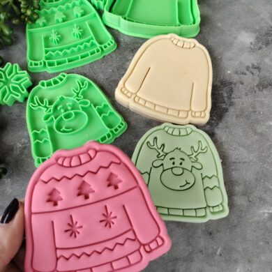 Christmas Sweater Cookie Cutter and Fondant Embosser Stamp Set Xmas Ugly Sweater Christmas DIY PYO