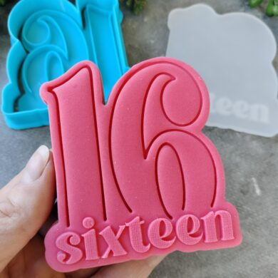 Lettered Number Raised Text with Number Shape Cookie Cutters Number 16 Sixteen Birthday Sixteenth