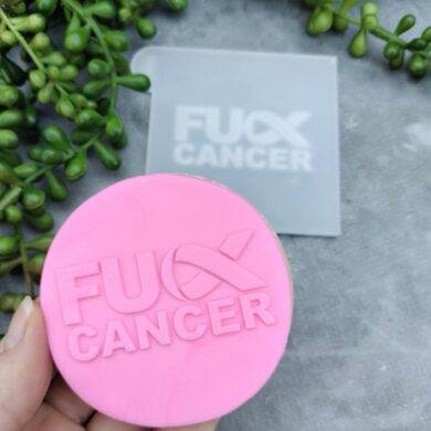 Fuck Cancer Fondant Cookie Stamp with Raised Detail FU Cancer Breast Cancer Awareness Ribbon Fight Cancer