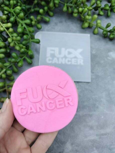 Fuck Cancer Fondant Cookie Stamp with Raised Detail FU Cancer Breast Cancer Awareness Ribbon Fight Cancer