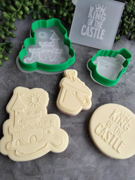 King of the Castle, Sandcastle and Bucket Raised Fondant Stamp and Cookie Cutter Set set for Fathers Day