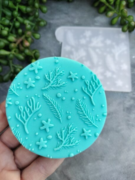 Coral / Seaweed Pattern Fondant Cookie Stamp with Raised Detail