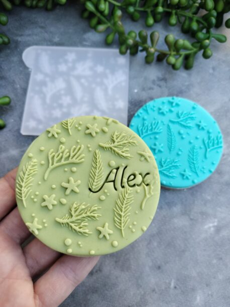 Coral / Seaweed Pattern Fondant Cookie Stamp with Raised Detail