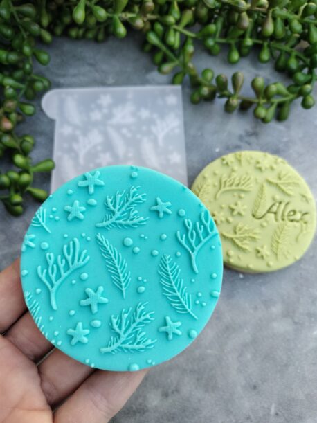 Coral / Seaweed Pattern Fondant Cookie Stamp with Raised Detail