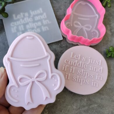 Penis with Bow Cookie Cutter and Fondant Cookie Stamp with Raised Detail