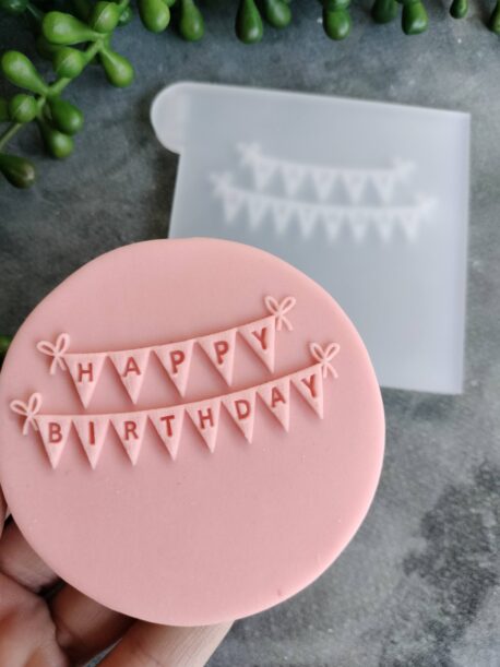 Happy Birthday Bunting DIY Fondant Cookie Stamp with Raised Detail