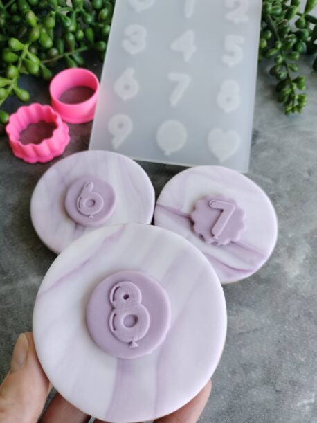 Birthday Balloon Numbers (0-9) Fondant Cookie Stamp with Raised Detail and Cookie Cutter Set