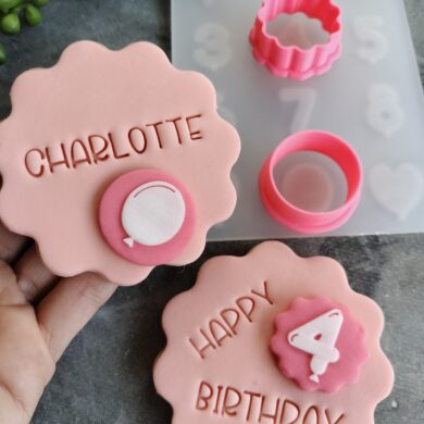 Birthday Balloon Numbers (0-9) Fondant Cookie Stamp with Raised Detail and Cookie Cutter Set