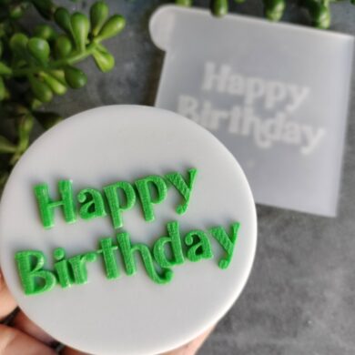 Happy Birthday (Style 7) Fondant Cookie Stamp with Raised Detail