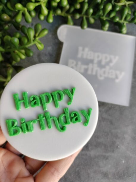 Happy Birthday (Style 7) Fondant Cookie Stamp with Raised Detail