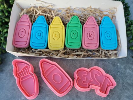 Teacher Appreciation Set, Crayon, Art paint Brush, 1,2,3 Text, 3 Piece Set Cookie Cutter and Fondant Embosser Teacher Educator Gift