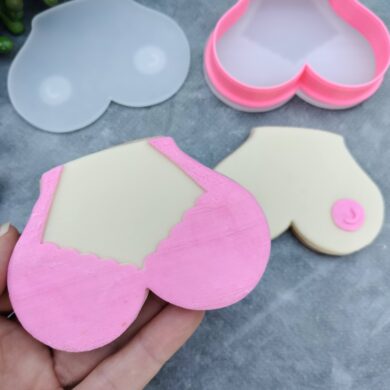 Bra Boobs and Nipples Cookie Cutter and Raised Stamp Breast Cookie Cutter Boobies Breast Awareness Cookies