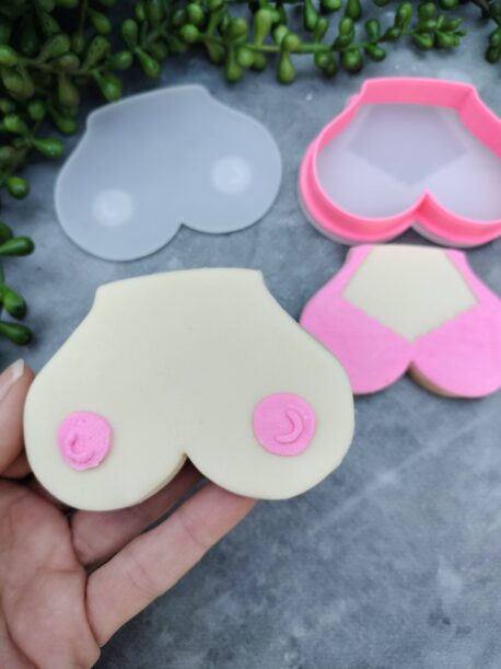 Bra Boobs and Nipples Cookie Cutter and Raised Stamp Breast Cookie Cutter Boobies Breast Awareness Cookies