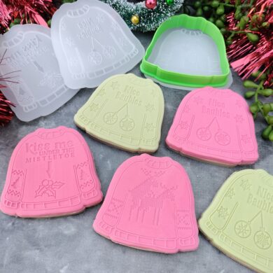 Adult Christmas Ugly Sweater Cookie Cutter and Fondant Raised Detail Embosser Stamp